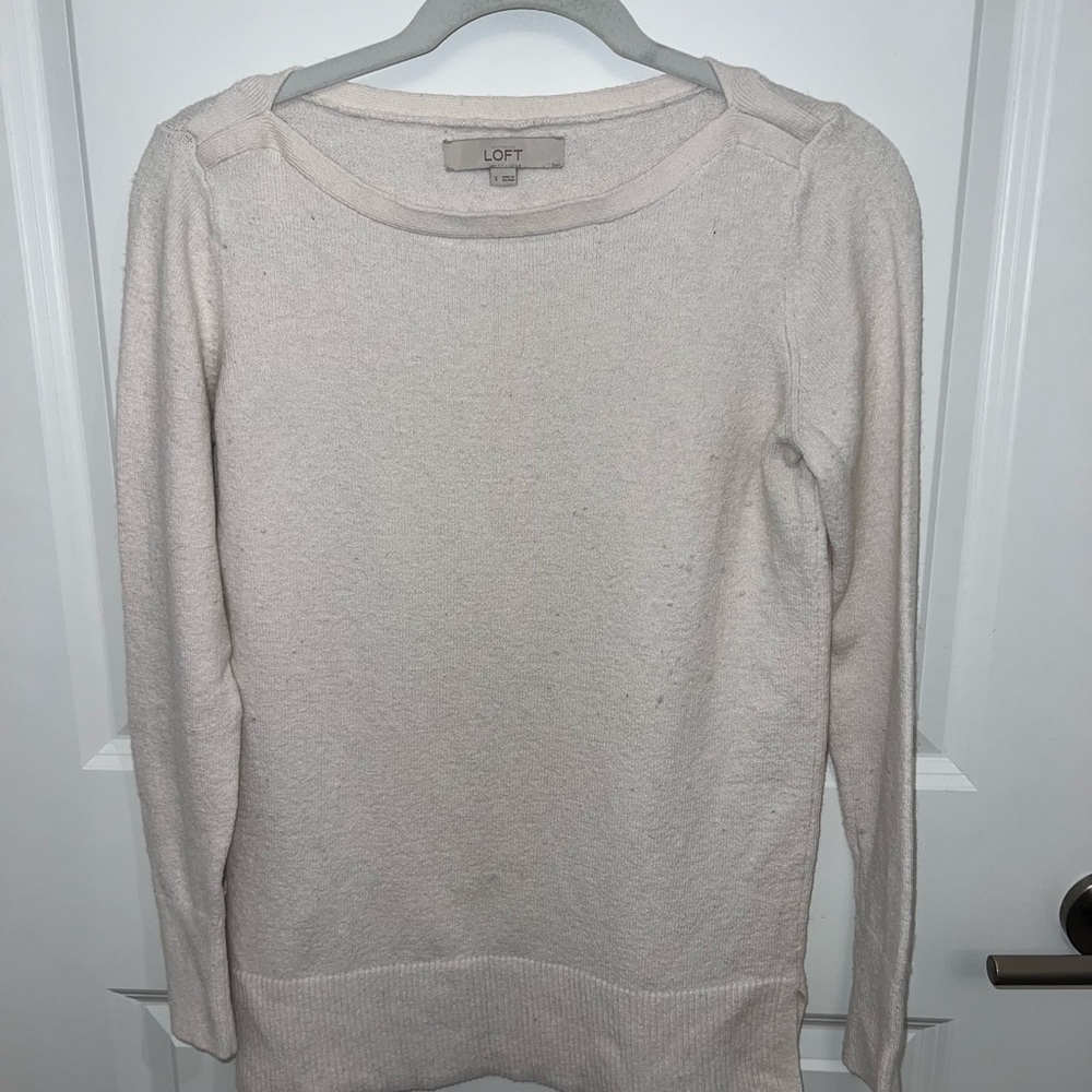 LOFT Women's Soft Cream Crew Neck Sweater